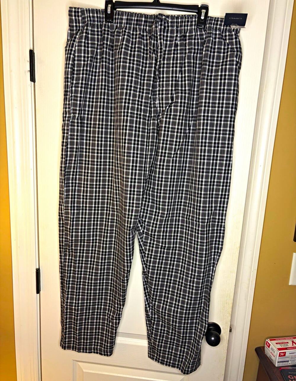 IZOD Sleepwear Mens 2XL Pajama Pants Black White Plaid Check CottonNWT 451282644